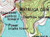 Topographical map of watauga dam